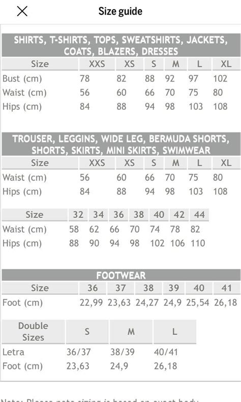 bershka sizing uk|bershka size chart uk.